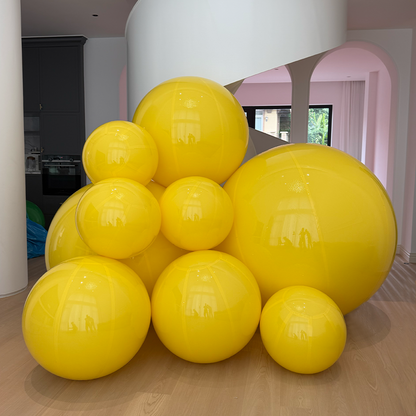 Large Matte Inflatable Balls Yellow PVC Reusable Event Decor for Party & Wedding