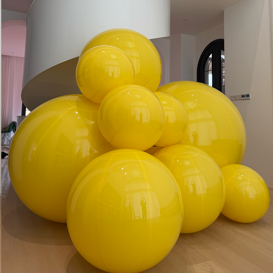 Large Matte Inflatable Balls Yellow PVC Reusable Event Decor for Party & Wedding