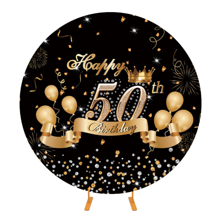 Black Gold 50th Birthday Round Cover
