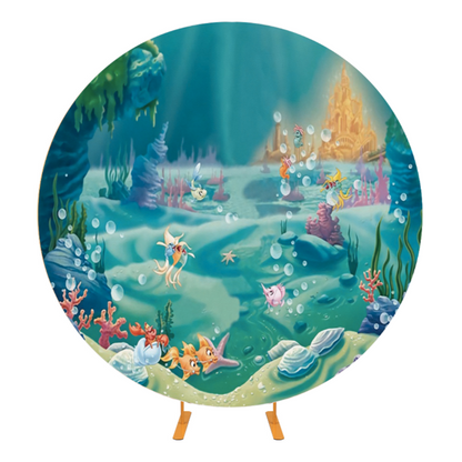 Mermaid Circle Backdrop Cover For Baby Shower Birthday