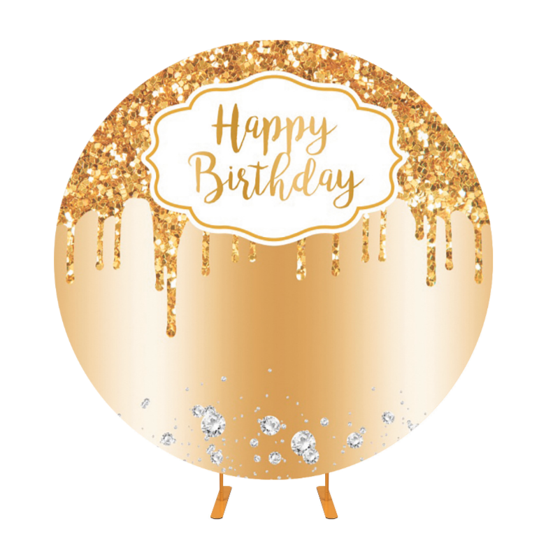 Gold Round Backdrop Cover For Birthday Party