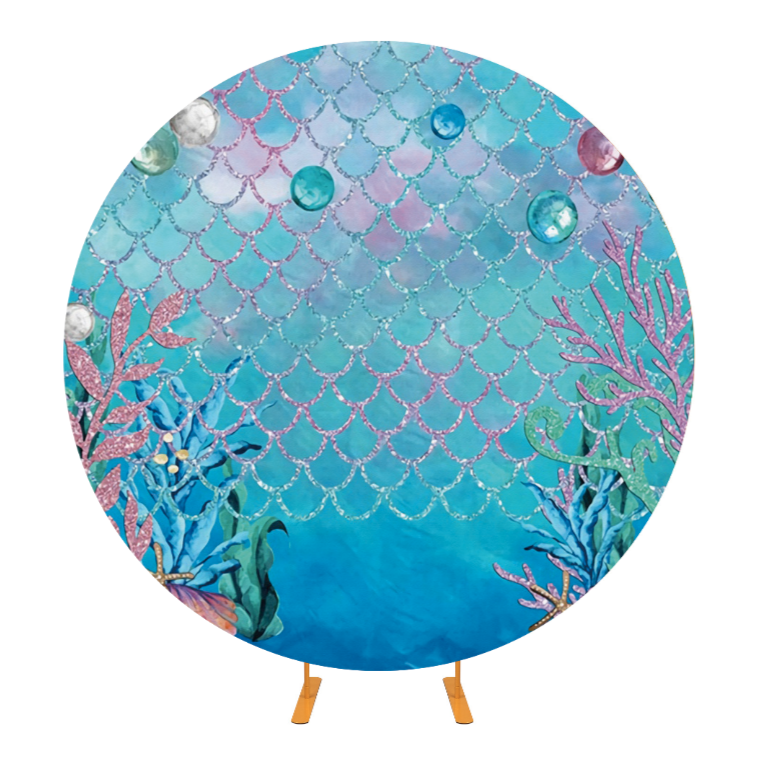 Mermaid Circle Backdrop Cover For Birthday Decoration