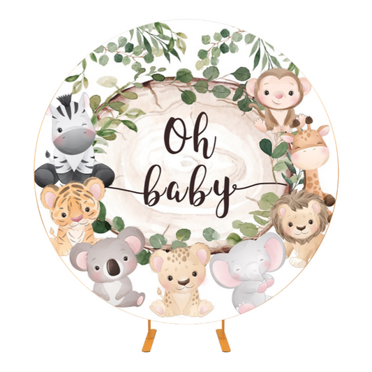 Baby Shower Party Round Backdrop Cover