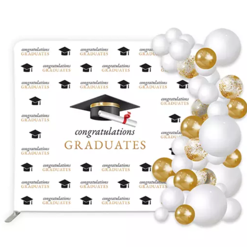 Custom 8*7.5ft Graduation Straight Background Cover With Stand