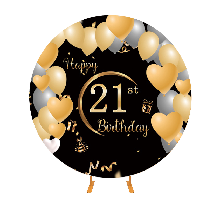 21st Birthday Round Backdrop Cover