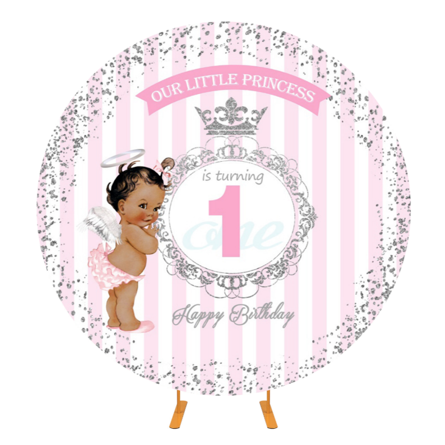 A Little Princess 1st Birthday Round Backdrop Cover