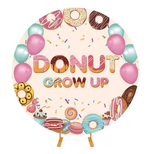 Donut Theme Birthday Party Circle Background Cover