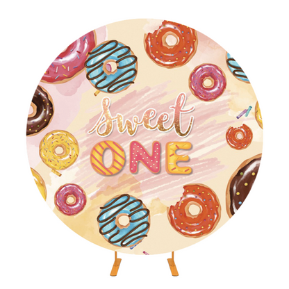 Doughnut Theme Birthday Party Circle Background Cover