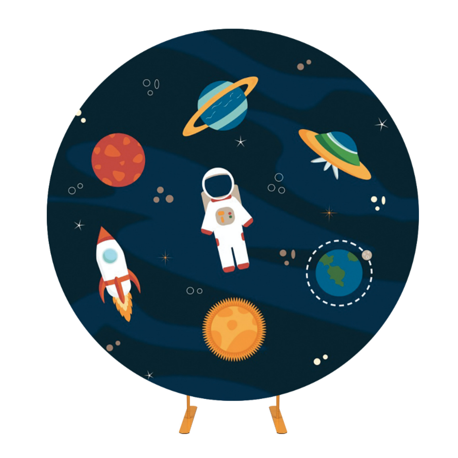 Astronaut Theme Round Background Cover