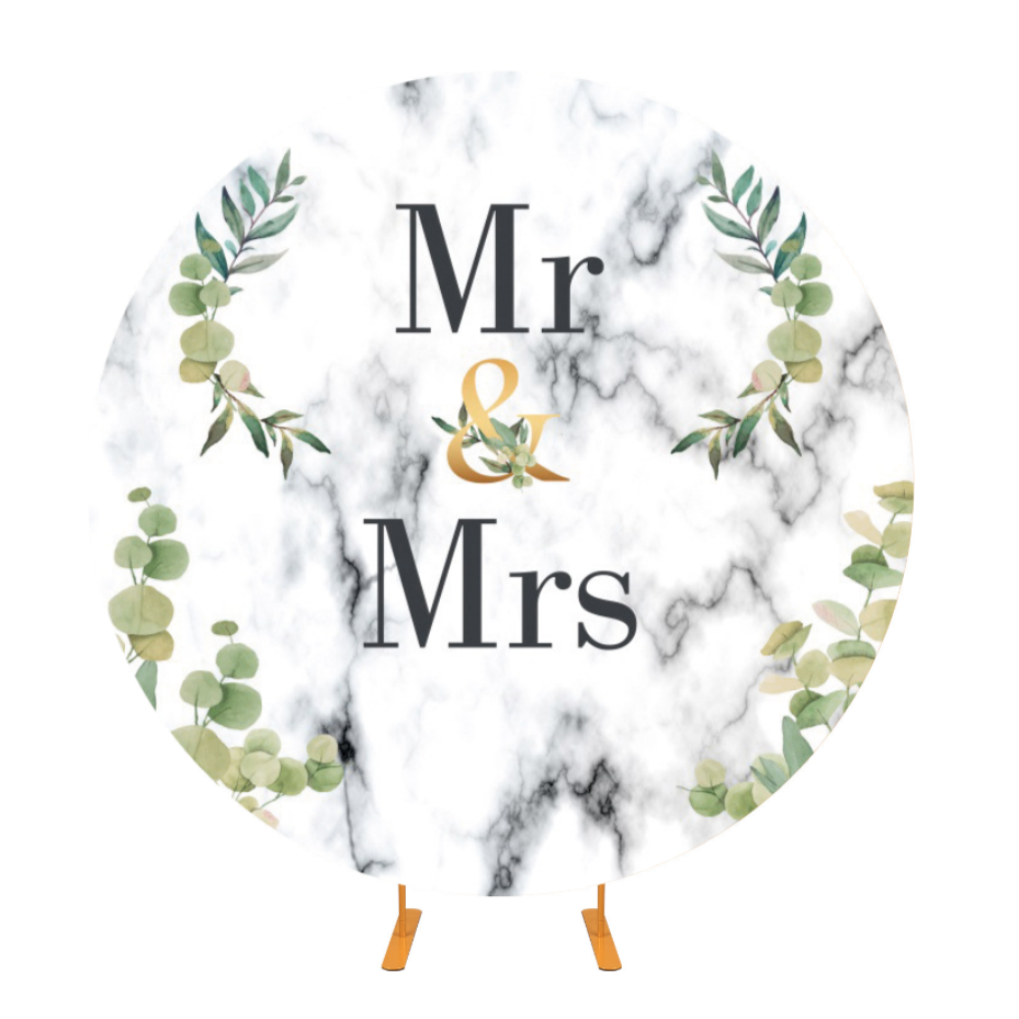 Mr & Mrs Bride To be Decoration Round Backdrop Cover
