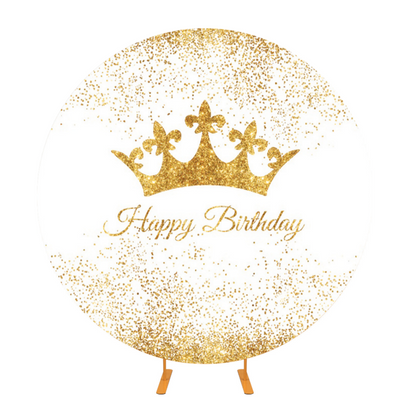 Gold Birthday Decoration Round Backdrop Cover