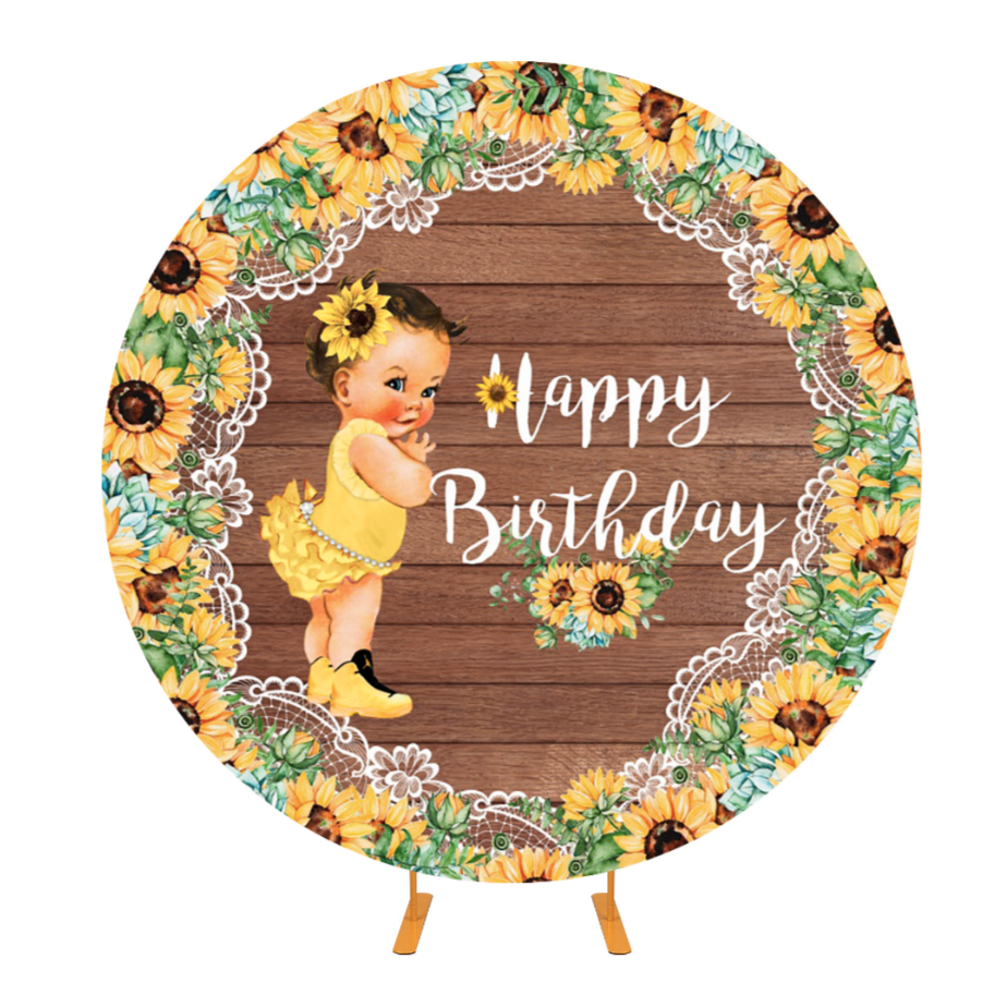 Flower Decoration Round Backdrop Cover For Birthday Party