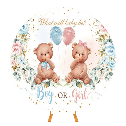 Boy or Girl Gender Reveal Party Round Backdrop