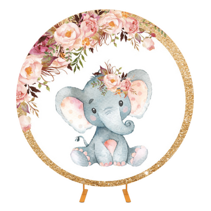 Floral Elephant Birthday Decoration Party Backdrop