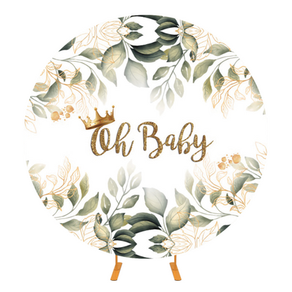 Hot Sale Oh Baby Baby Shower Party Round Backdrop