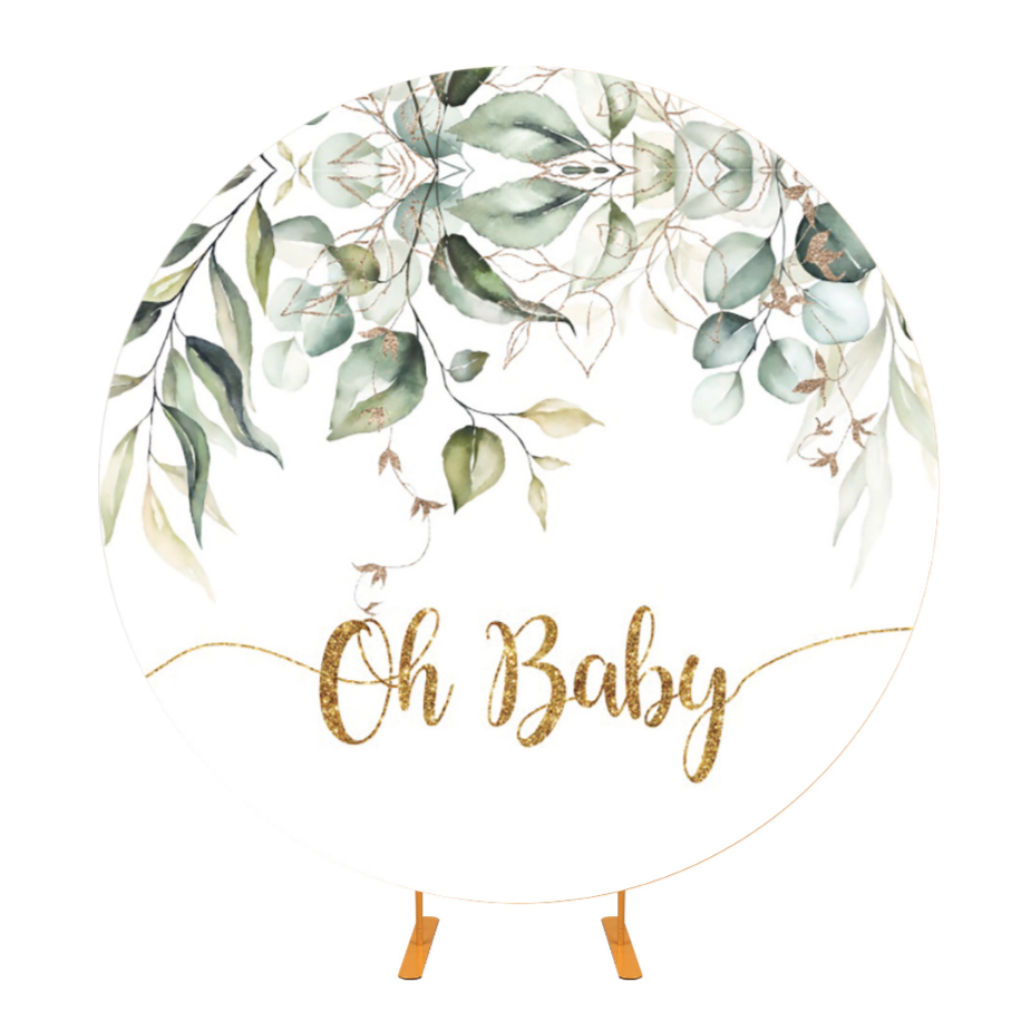 Oh Baby Baby Shower Party Round Background