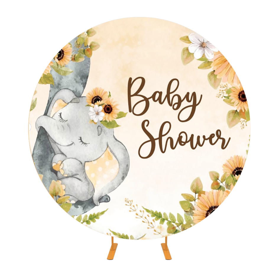 Sunflower Baby Shower Party Round Backdrop Cover