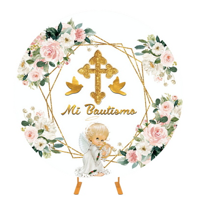 First communion Baptism Round Background Cover