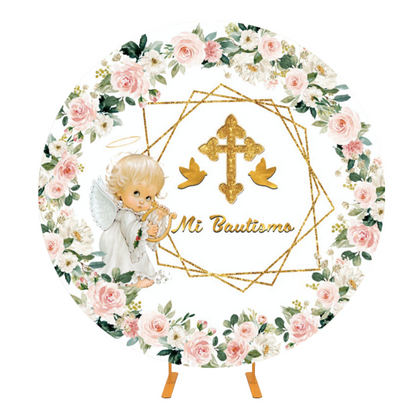 First communion Christening Round Background Cover