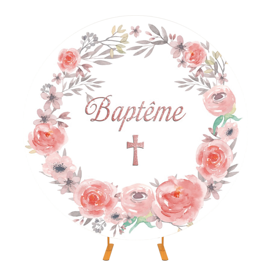 First communion Bapteme Baptism Round Background Cover