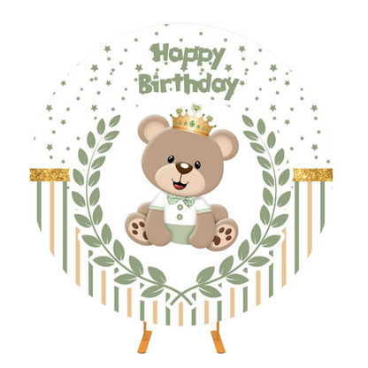 Teddy Bear Circle Background Cover For Birthday Party