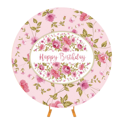 Flower Decoration Round Fabric Backdrop Cover