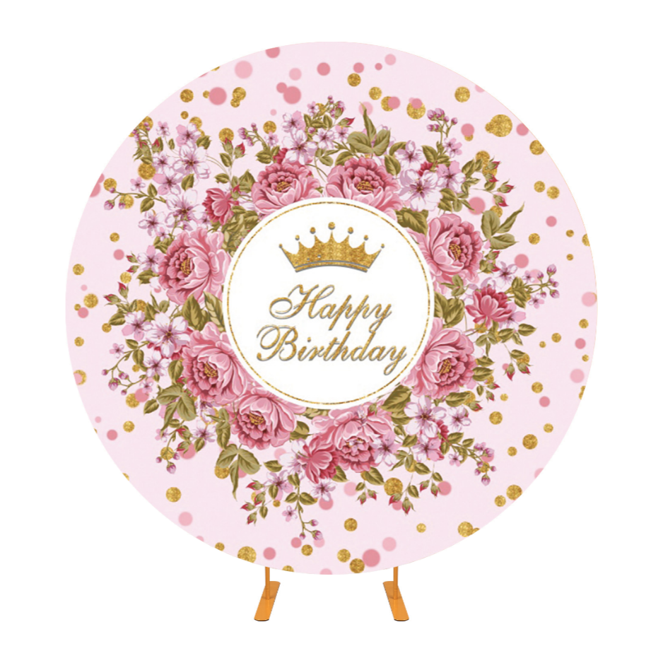 Princess Birthday Decoration Round Fabric Backdrop Cover