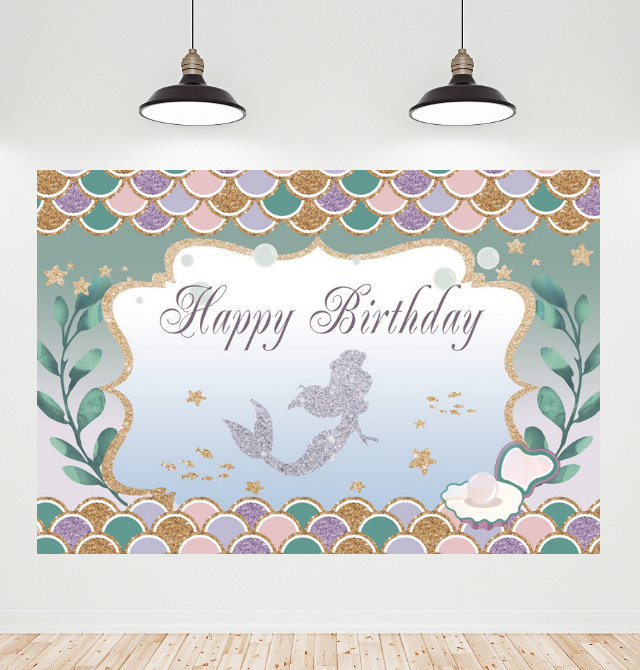 Mermaid Theme Background Banner For Birthday Baby Shower