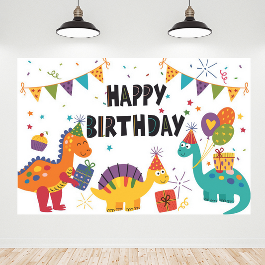Dinosaur Theme Birthday Backdrop Banner