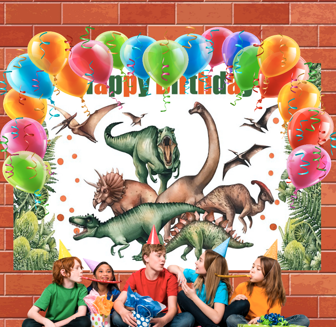 Dinosaur Birthday Decoration Backdrop Banner