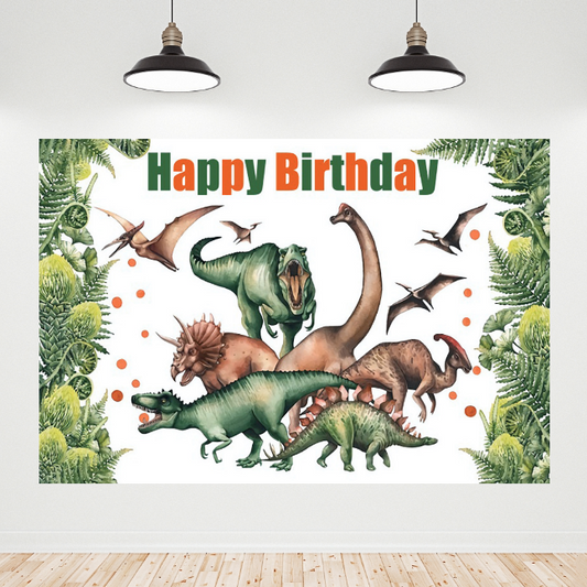 Dinosaur Birthday Decoration Backdrop Banner