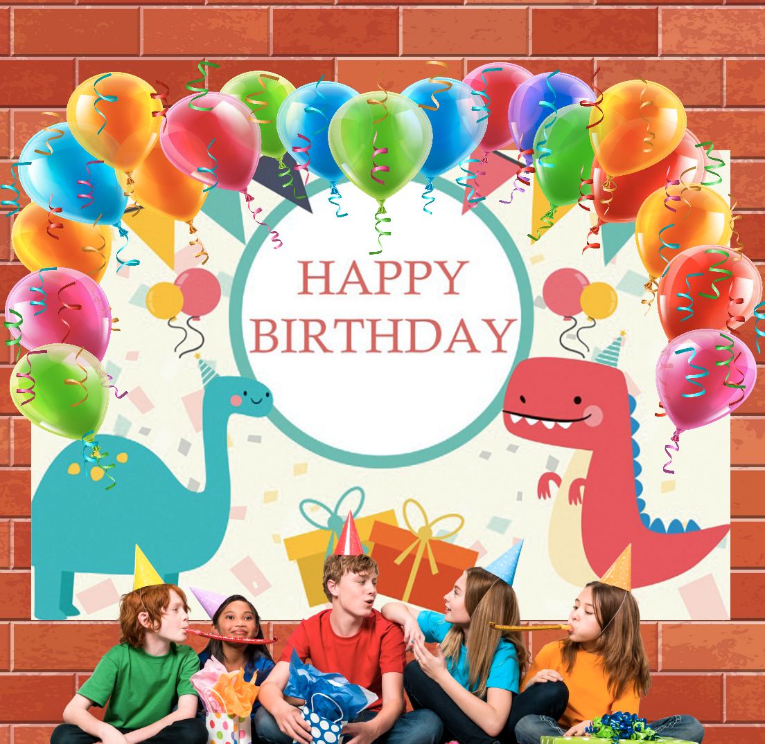 Cartoon Dinosaur Happy Birthday  Background Banner