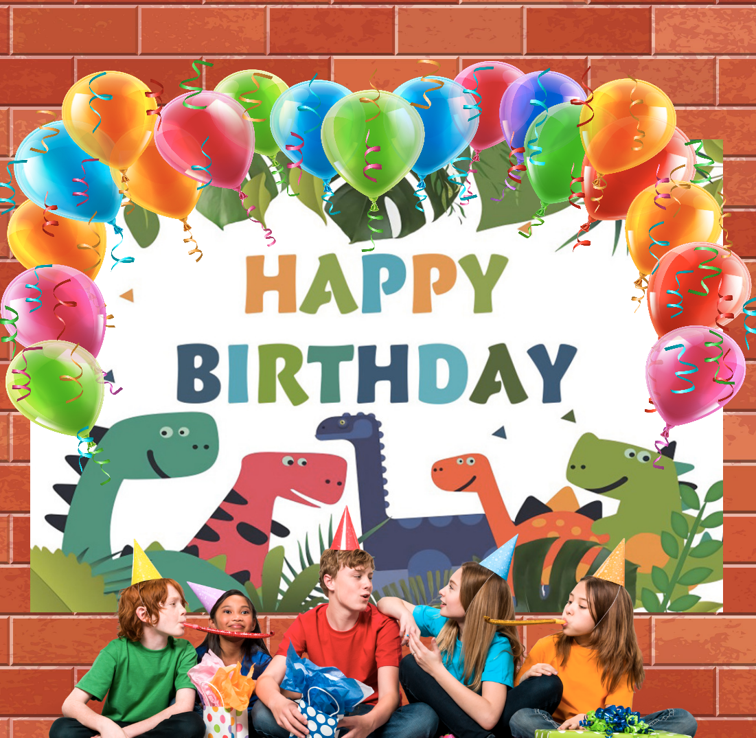 Dinosaur Happy Birthday Backdrop Banner