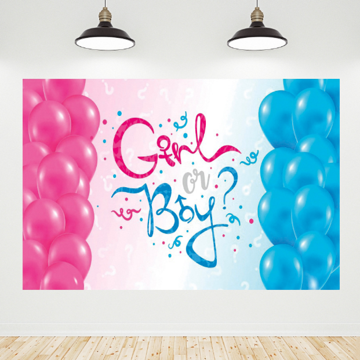 Girl Or Boy Balloon Decor Gender Reveal Backdrop Banner