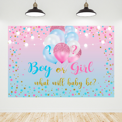 Glitter Boy Or Girl Gender Reveal Backdrop Banner