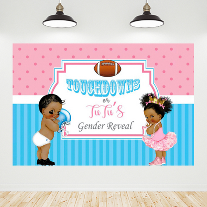 Touchdowns Gender Reveal Party Backdrop Banner