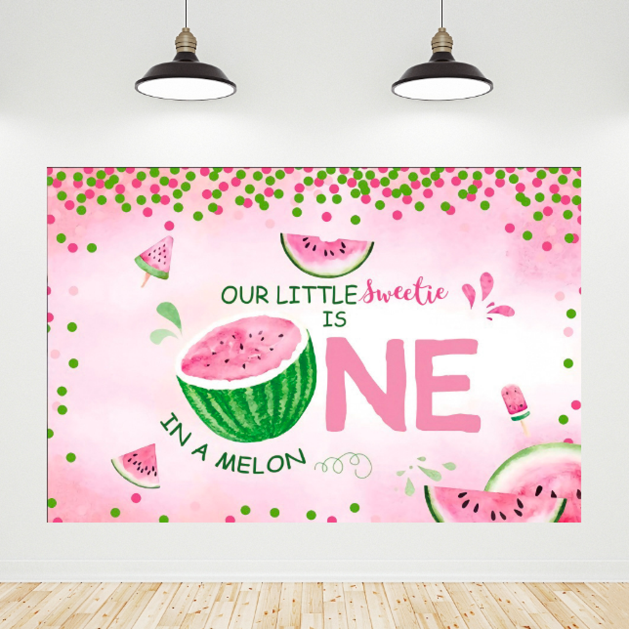 Our Little Sweet Melon Theme Happy Birthday Party Backdrop Banner
