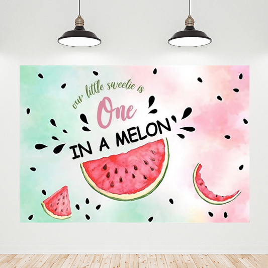 Sweet Melon Happy Birthday Party Backdrop Banner
