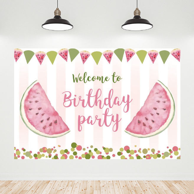 Birthday Party Melon Theme Backdrop Banner