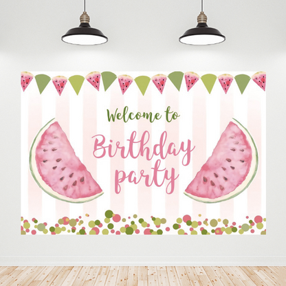 Birthday Party Melon Theme Backdrop Banner