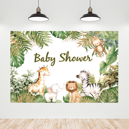 Jungle Theme Baby Shower Backdrop Banner