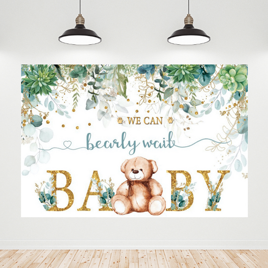 We Can Bearly Wait Baby Shower Party Decoration Backdrop Banner