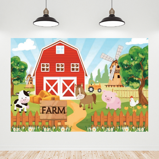 Farm Theme Happy Birthday Backdrop Banner