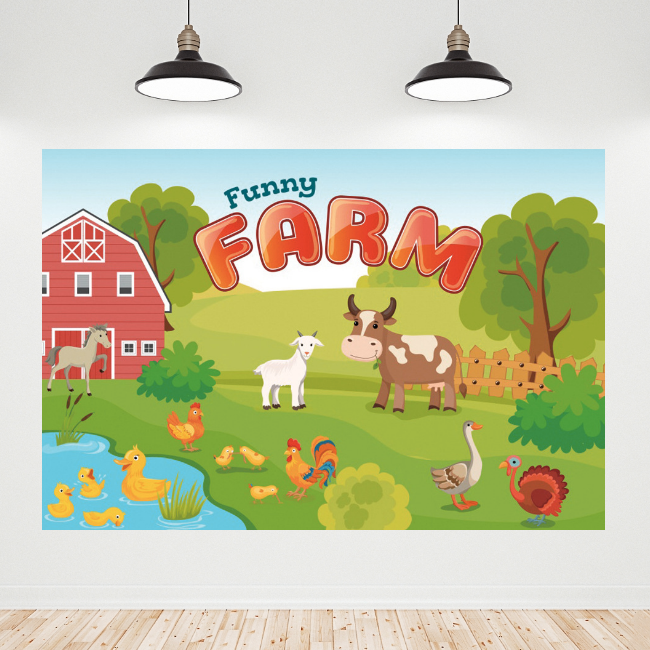 Funny Farm House Happy Birthday Backdrop Banner