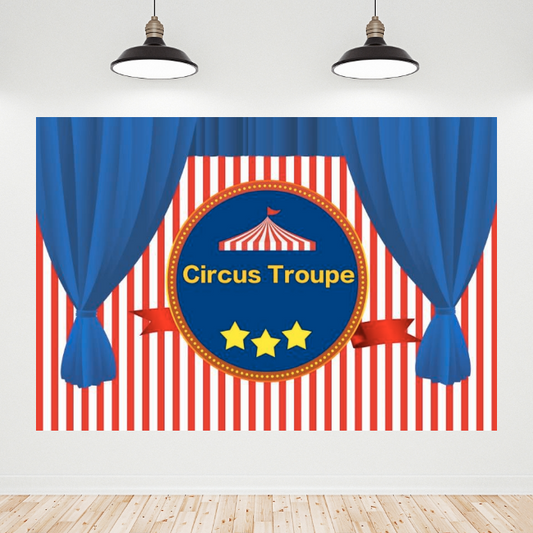 Circus Troupe Birthday Decoration Backdrop Banner