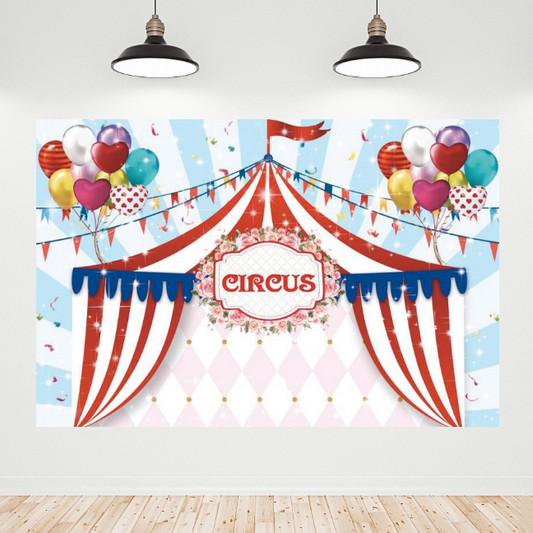 Circus Theme Birthday Decoration Backdrop Banner