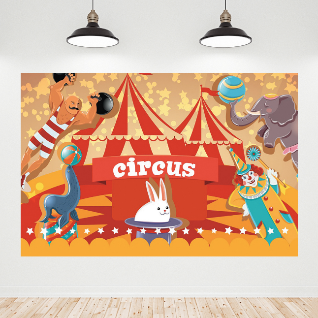 Circus Birthday Decoration Backdrop Banner