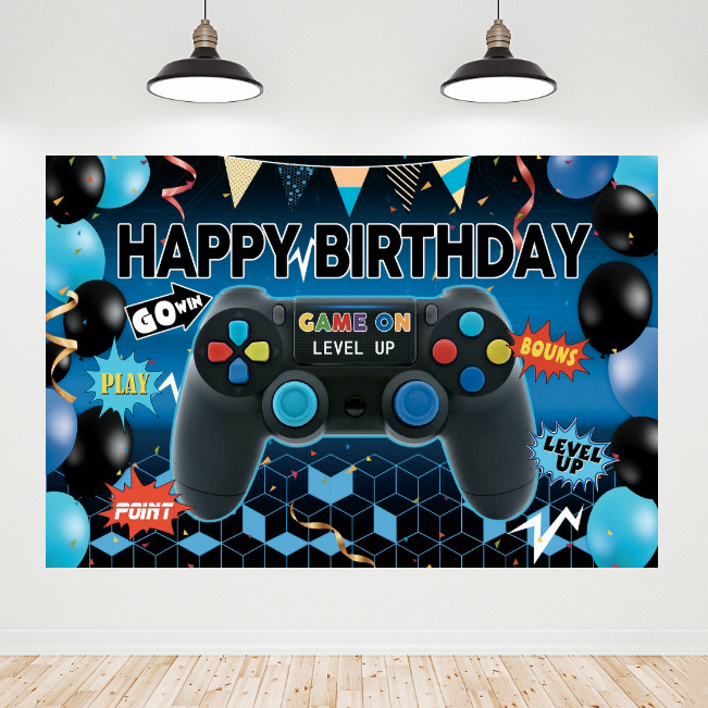 Gamepad Happy Birthday Backdrop Banner