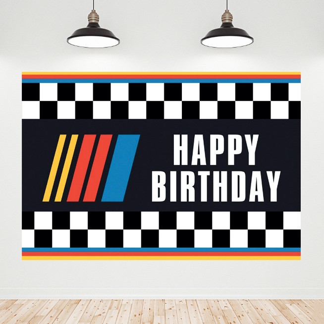 Racing Flag Party Decoration Backdrop Banner