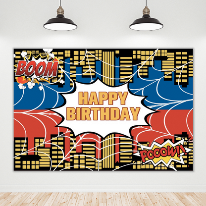 Spiderman Happy Birthday Party Decoration Backdrop Banner